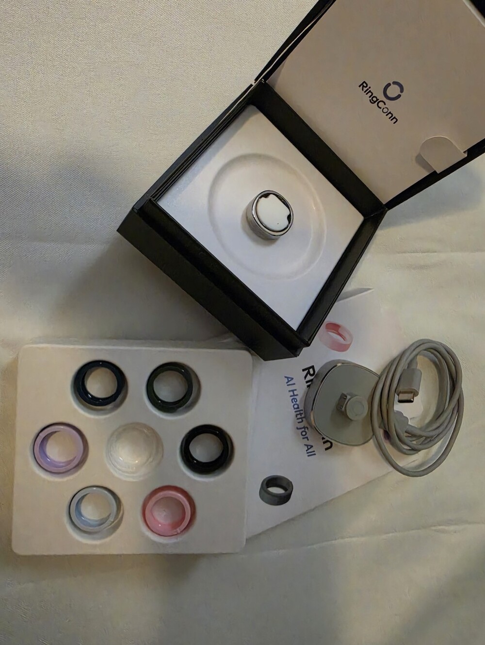 RingConn Gen 2 Air,Ultra-Thin Smart Ring & Silicon Covers,Galaxy Silver,Size 9